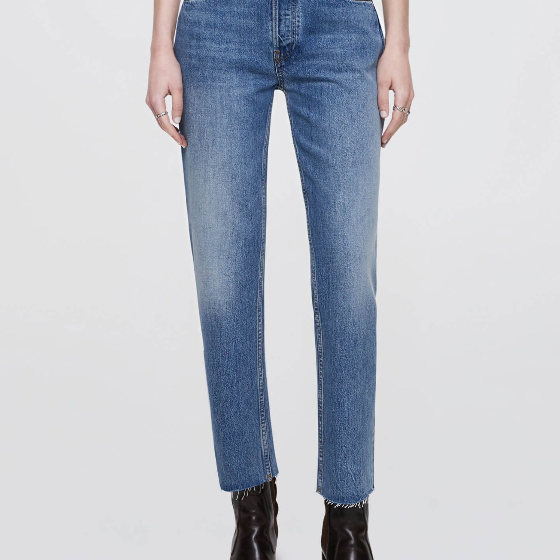 DONE | Medium Vain High Rise Stove Pipe Straight Leg Jean | The UNDONE