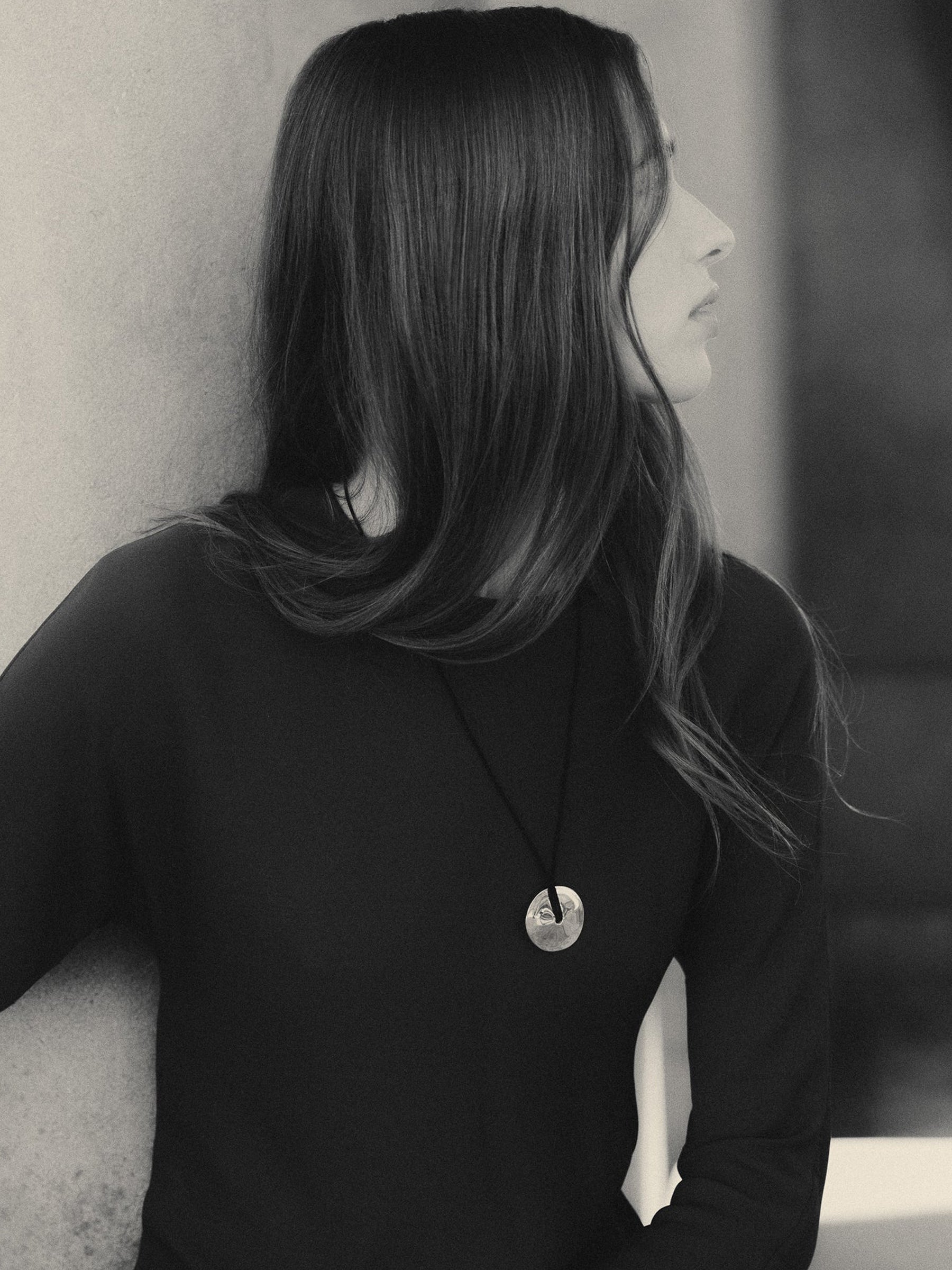 AGMES | Cora Pendant in Black Suede & Sterling Silver | The UNDONE