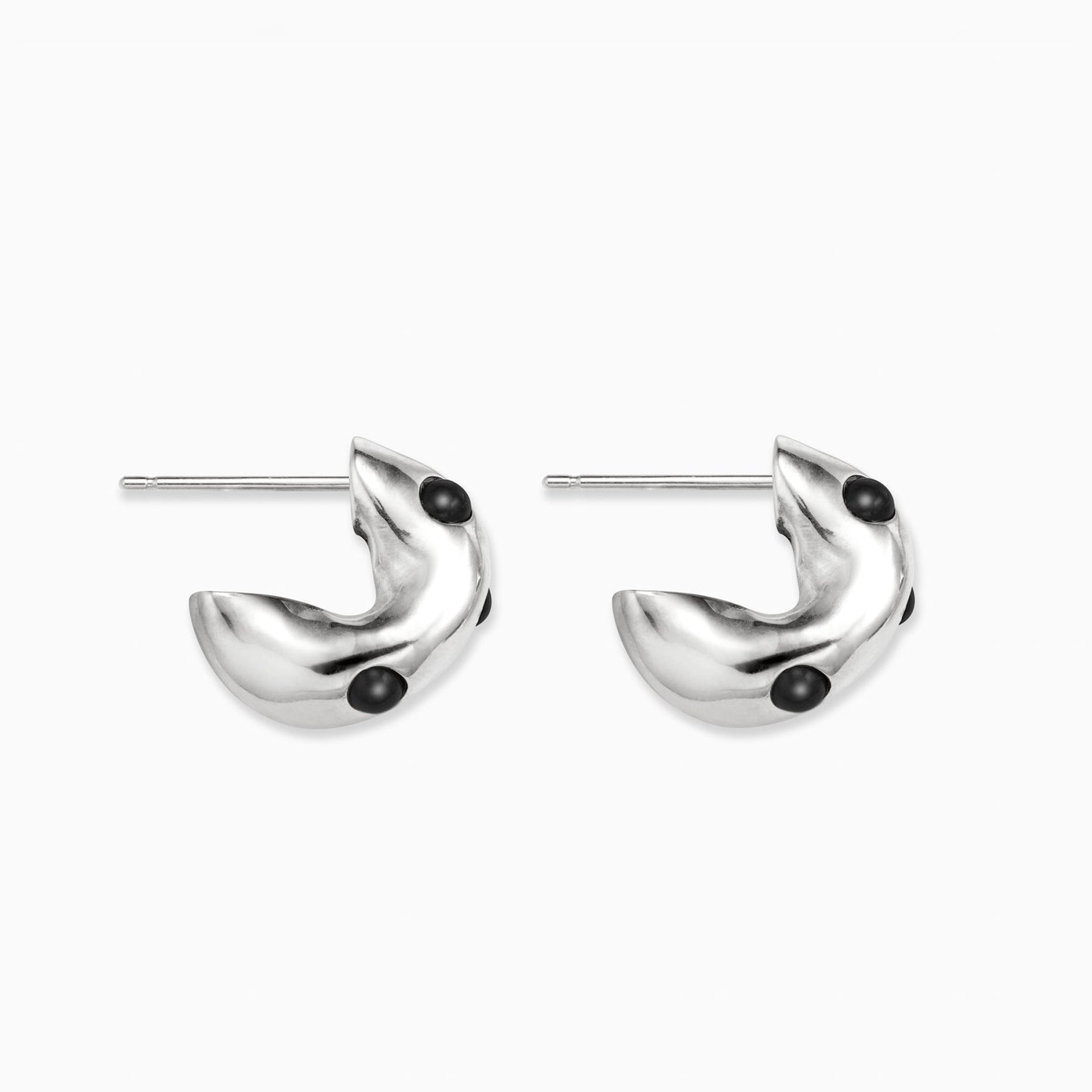 AGMES | Logan Hoops in Sterling Silver and Onyx | The UNDONE
