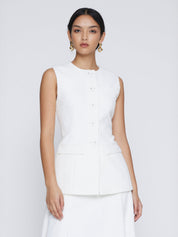 Anna Quan | Bailey Top in White Boucle | The UNDONE