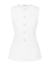 Anna Quan | Bailey Top in White Boucle | The UNDONE