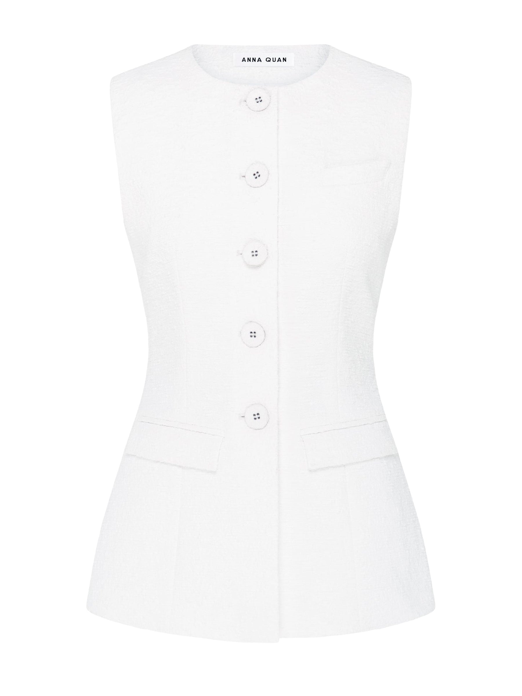 Anna Quan | Bailey Top in White Boucle | The UNDONE