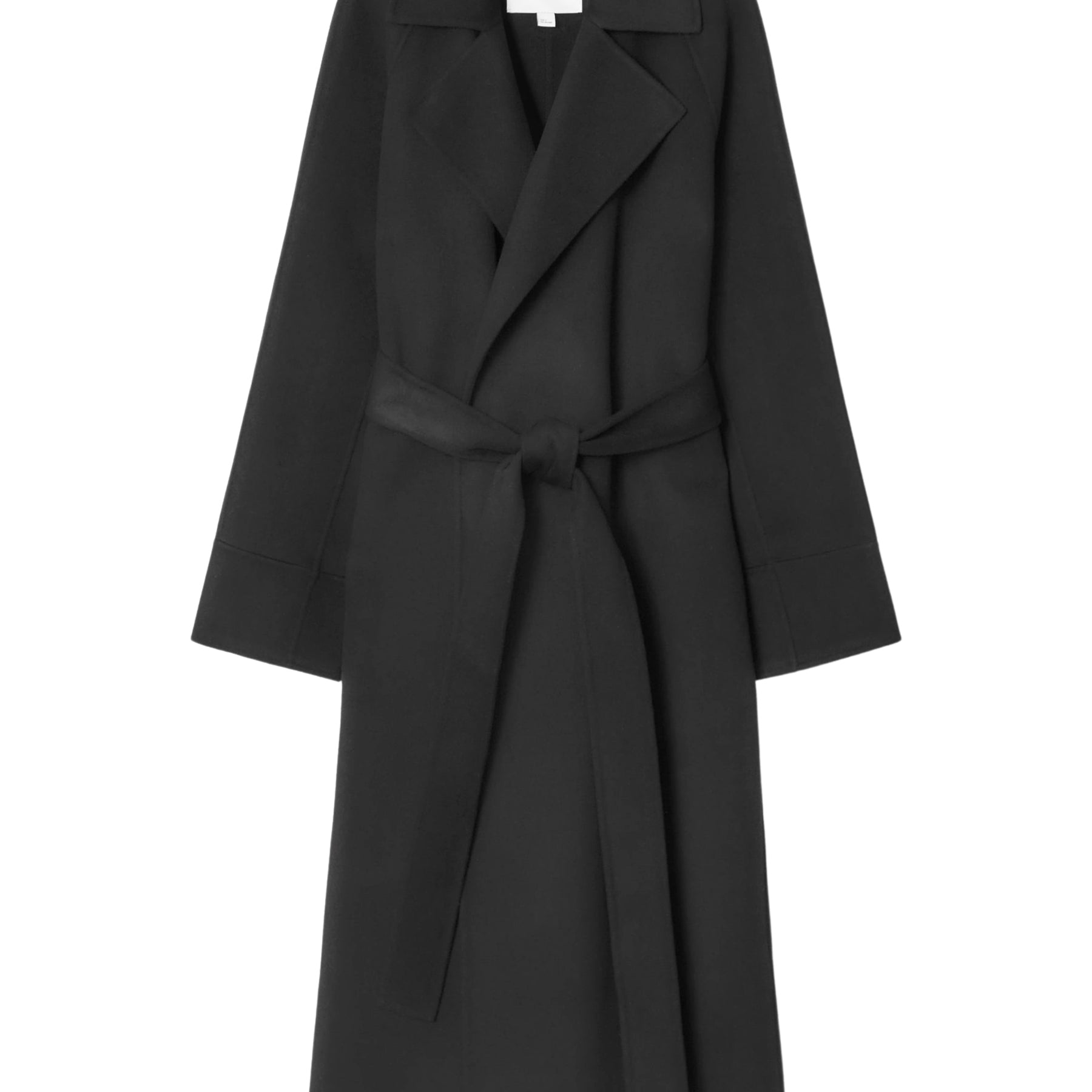 COS | Belted Double-Faced Wool Coat in Black | The UNDONE