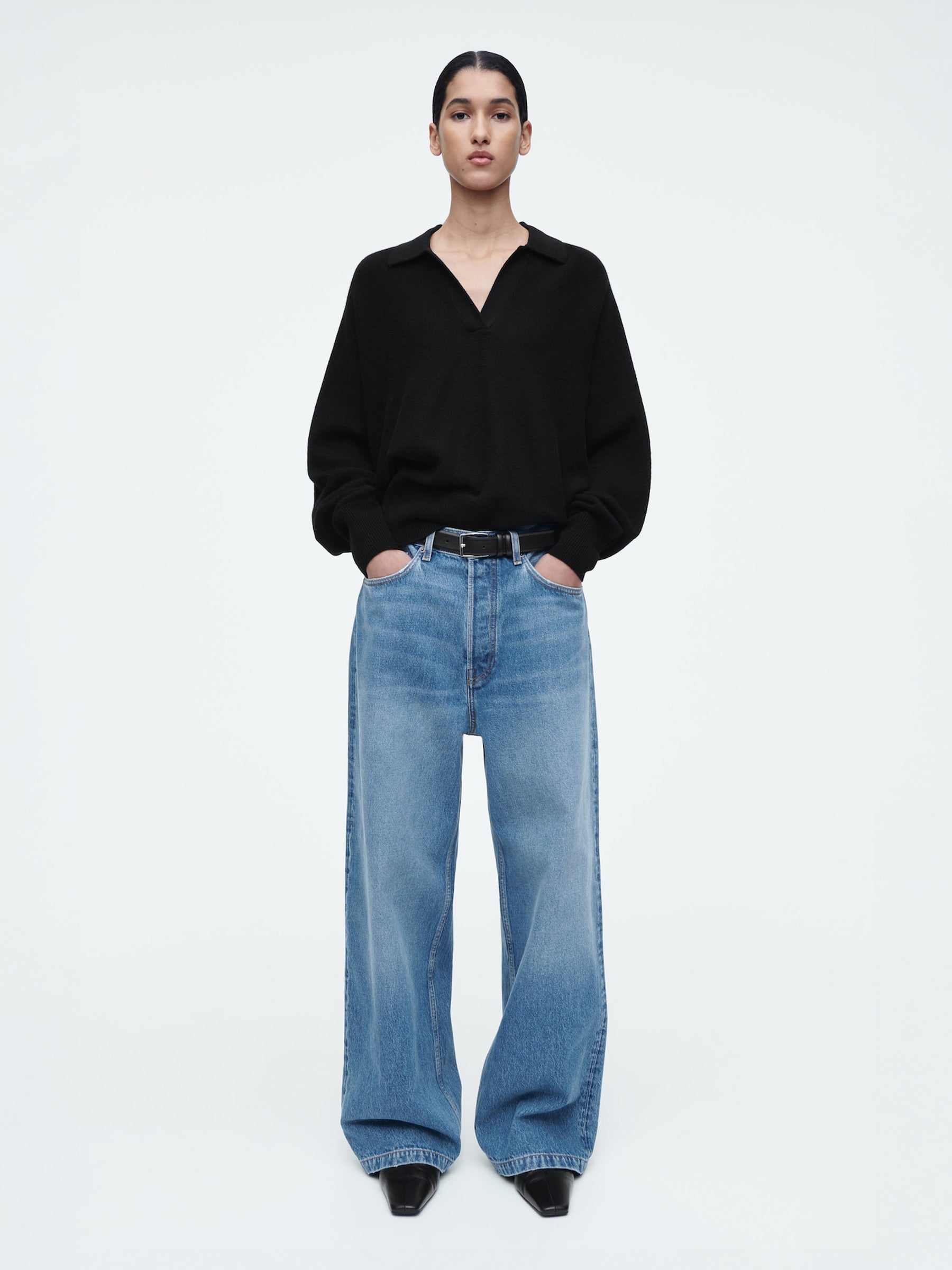 COS | Volume Wide-Leg Jeans in True Blue | The UNDONE
