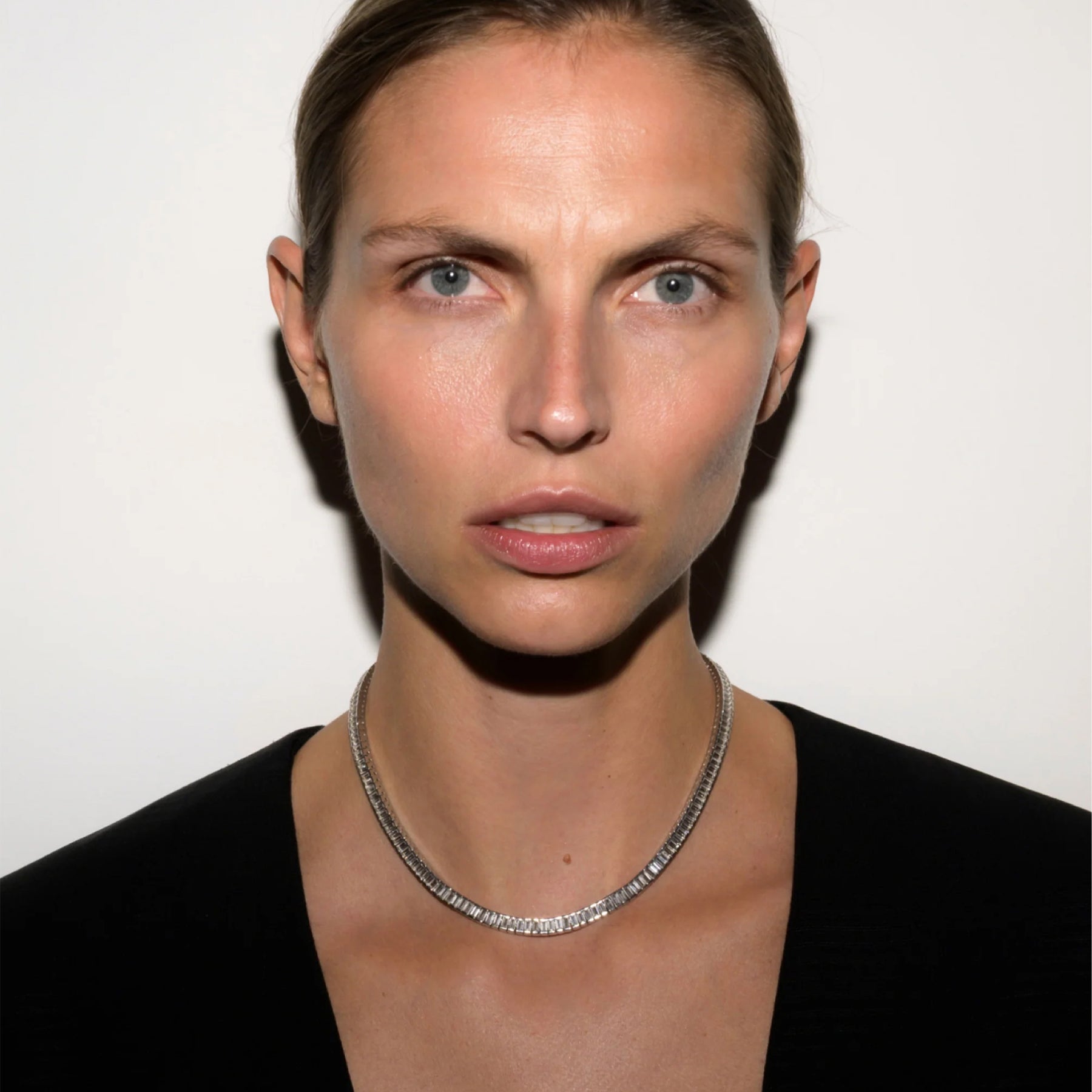 Dorsey | Petite Bessette,  Baguette lab diamond tennis necklace | The UNDONE