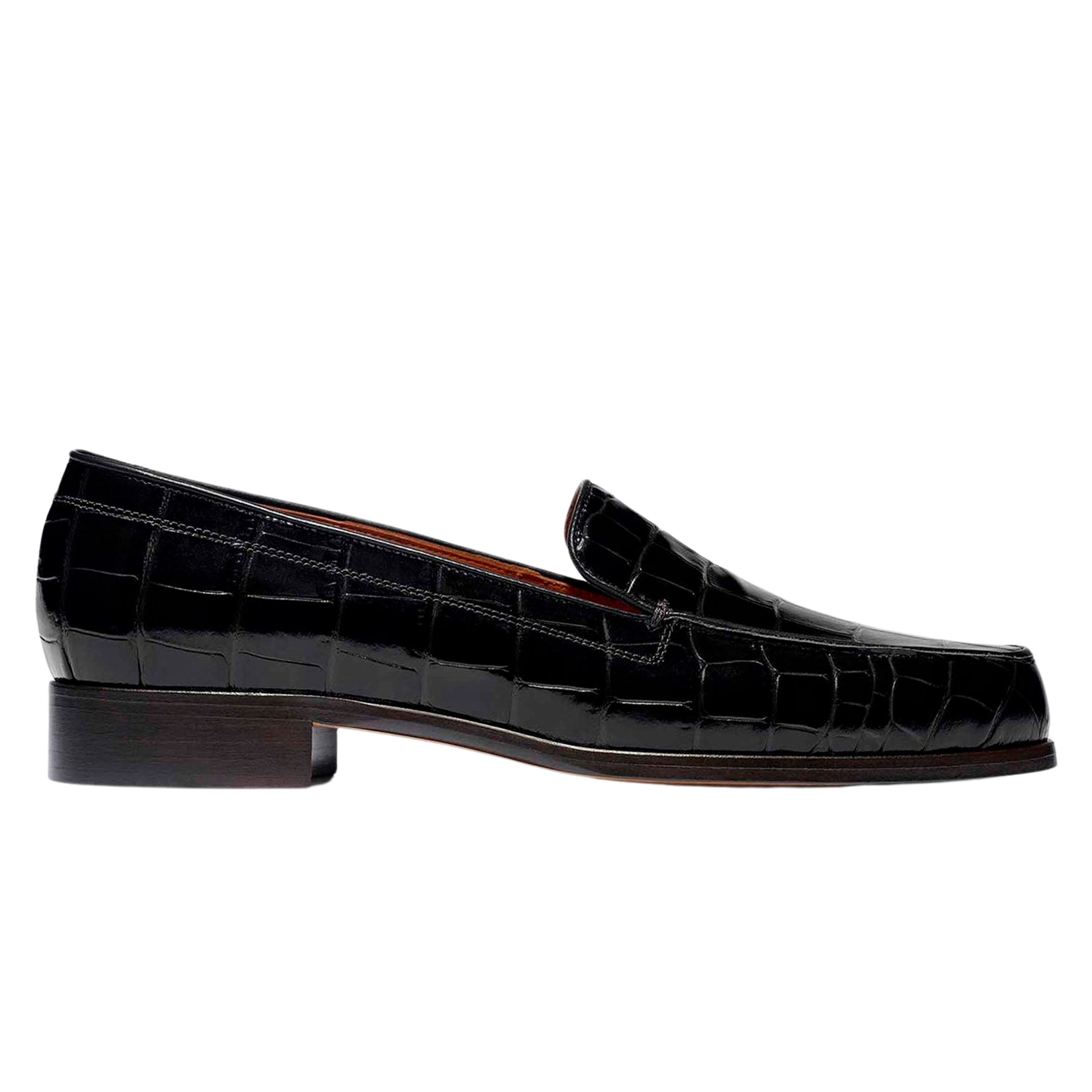 Emme Parsons | Danielle Loafer in Black Embossed Croc | The UNDONE