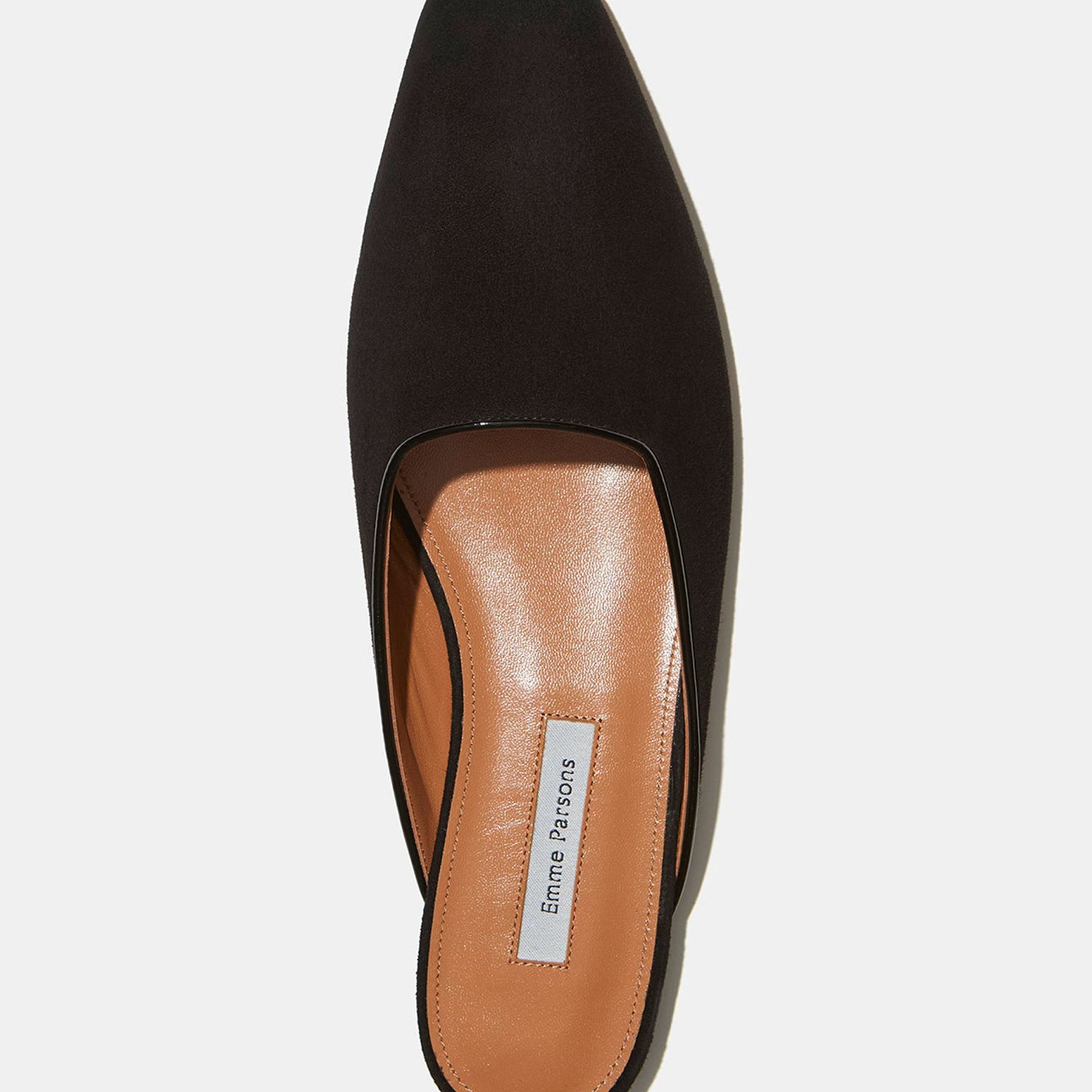 Emme Parsons | Flat Mule in Black Suede | The UNDONE