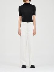 FRIEND OF AUDREY | The Tencel Wool Short Sleeve Top in Black | The UNDONE