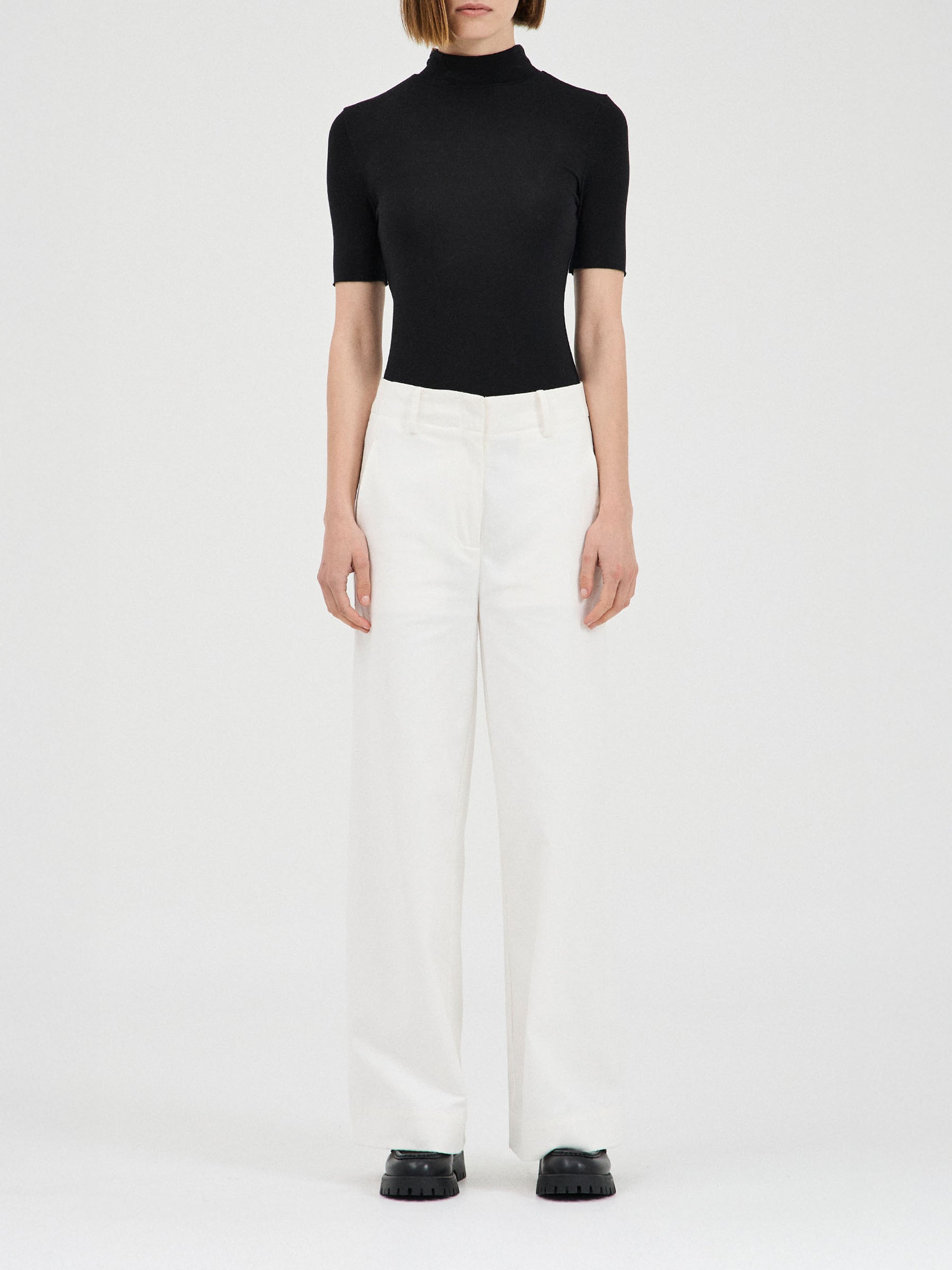FRIEND OF AUDREY | The Tencel Wool Short Sleeve Top in Black | The UNDONE