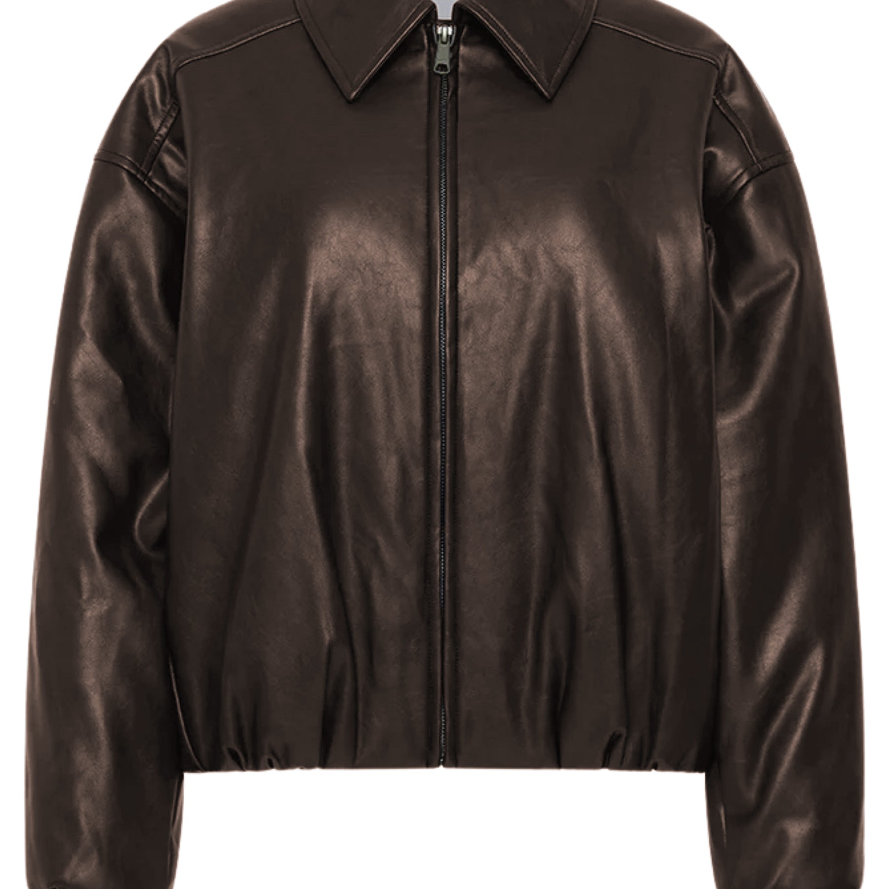 Henne | Iliad Vegan Leather Brown Bomber Jacket | The UNDONE