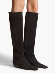 Khaite | Marfa Knee High Boot in Black Suede | The UNDONE