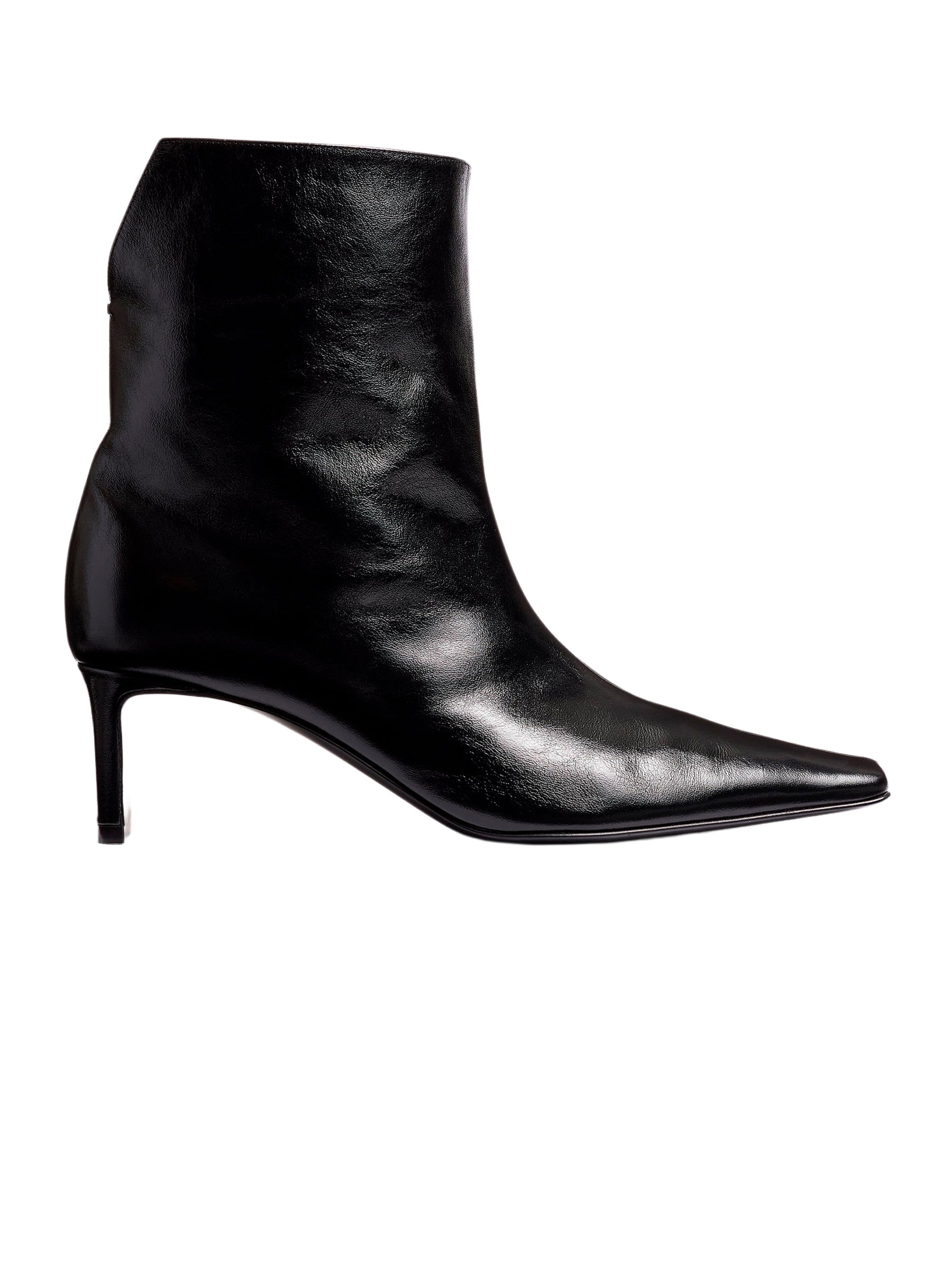Khaite | Ona Ankle Boot in Black Glazed Leather | The UNDONE Khaite | Ona Ankle Boot in Black Glazed Leather | The UNDONE