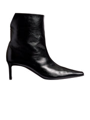 Khaite | Ona Ankle Boot in Black Glazed Leather | The UNDONE
