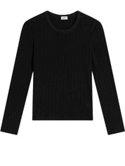 LESET | Pointelle Slim Fit Long Sleeve in Black | The UNDONE