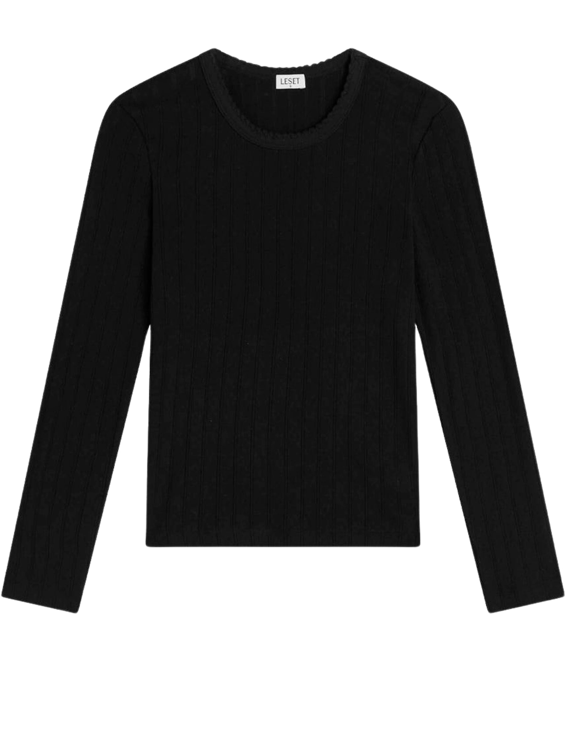 LESET | Pointelle Slim Fit Long Sleeve in Black | The UNDONE
