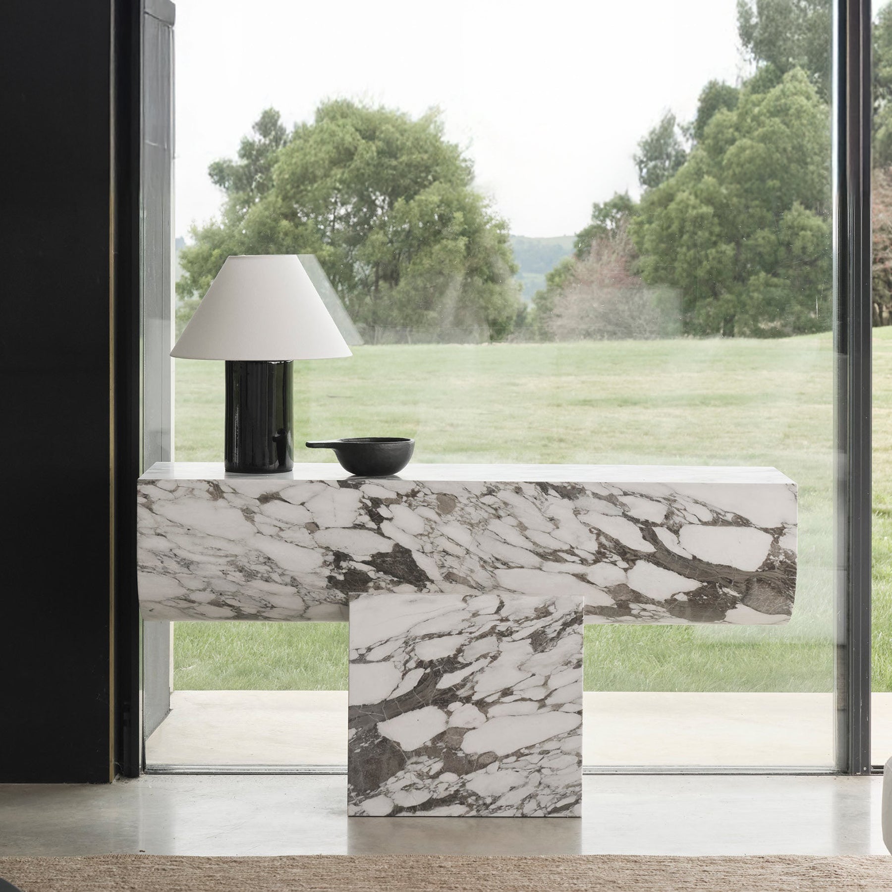MCM House | Arii Console in Grey and White Arabescato Marble | The UNDONE