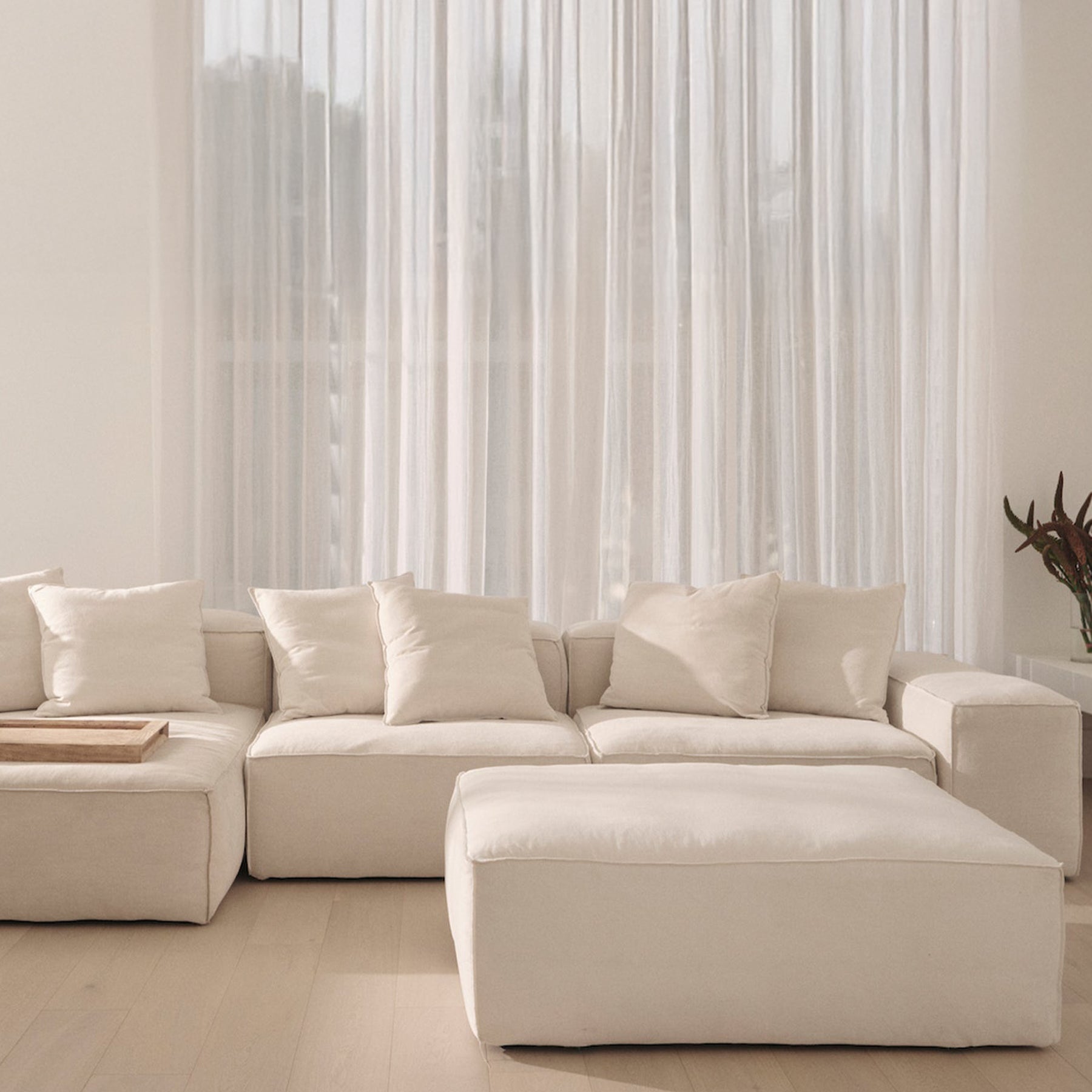 MCM HOUSE | Elio Ottoman in Ivory United Bone | The UNDONE