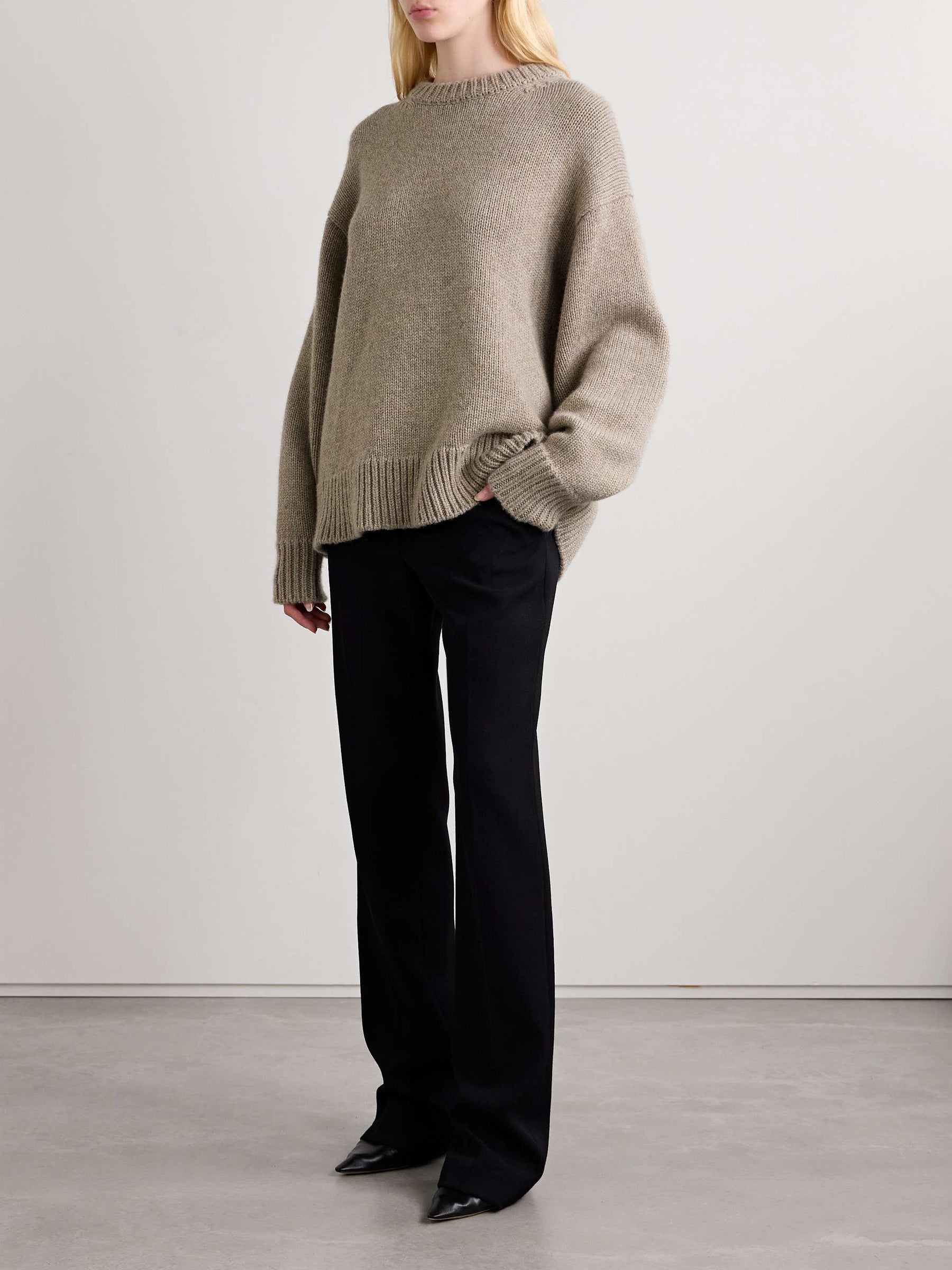 The Row | Himus Oversized Cashmere Sweater in Beige | The UNDONE