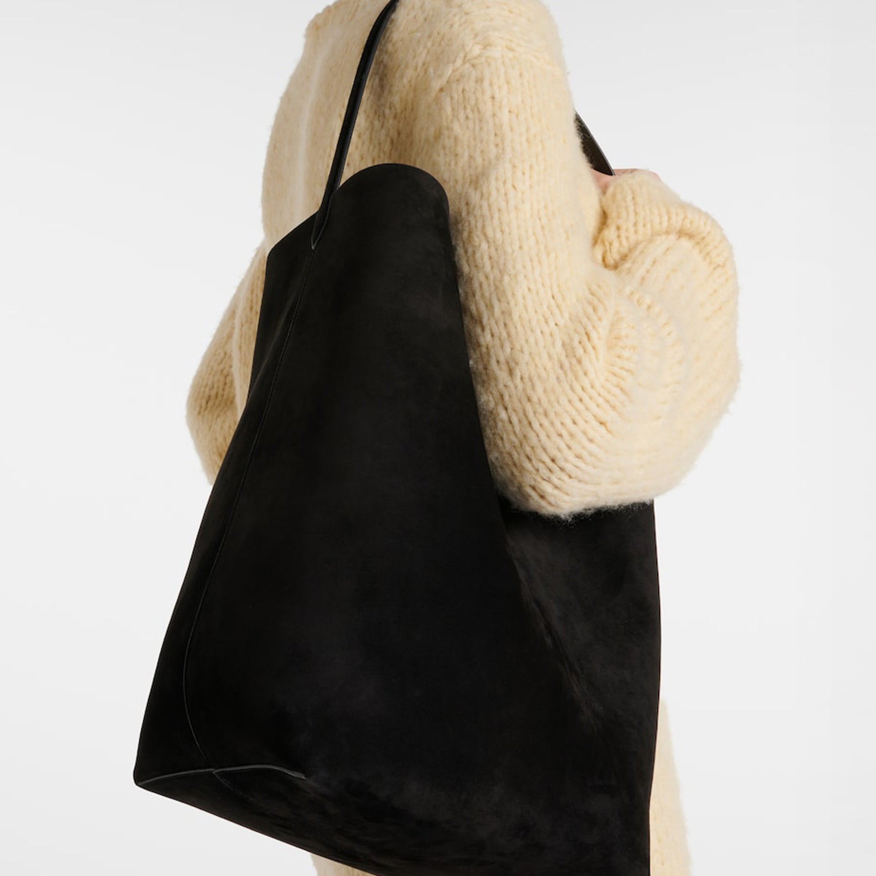 S Park Large Suede Tote Bag in Black | The UNDONE