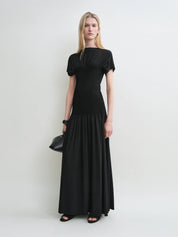 TOTEME | Knife-pleated Jersey Dress in Black | The UNDONE