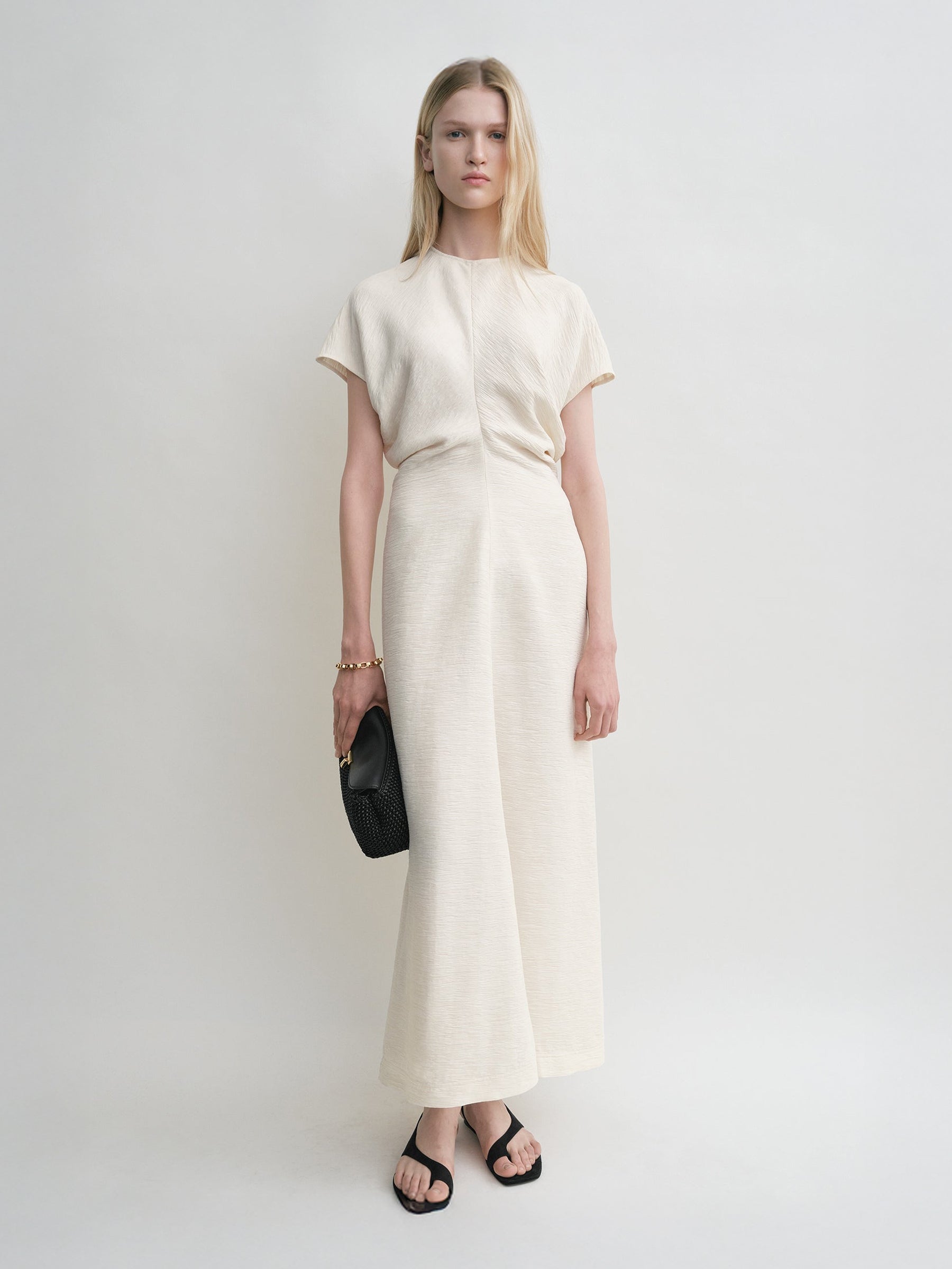 TOTEME | Slouch Waist Crinkled Dress in Cream | The UNDONE