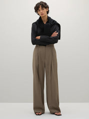A.Emery | Goddard Pleated Trouser in Beige | The UNDONE