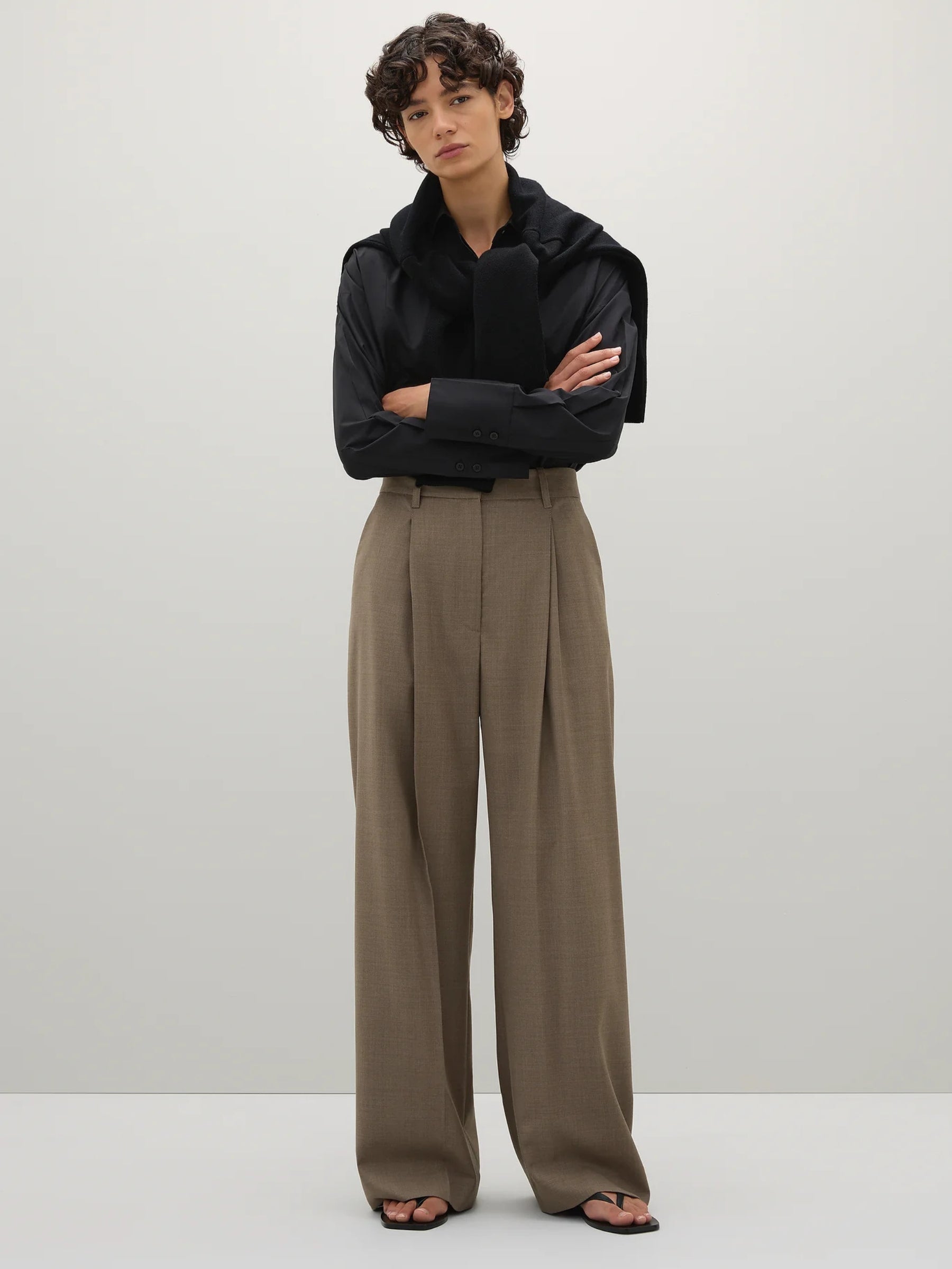 A.Emery | Goddard Pleated Trouser in Beige | The UNDONE