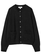 Merino Wool Crew Neck Cardigan in Black | COS