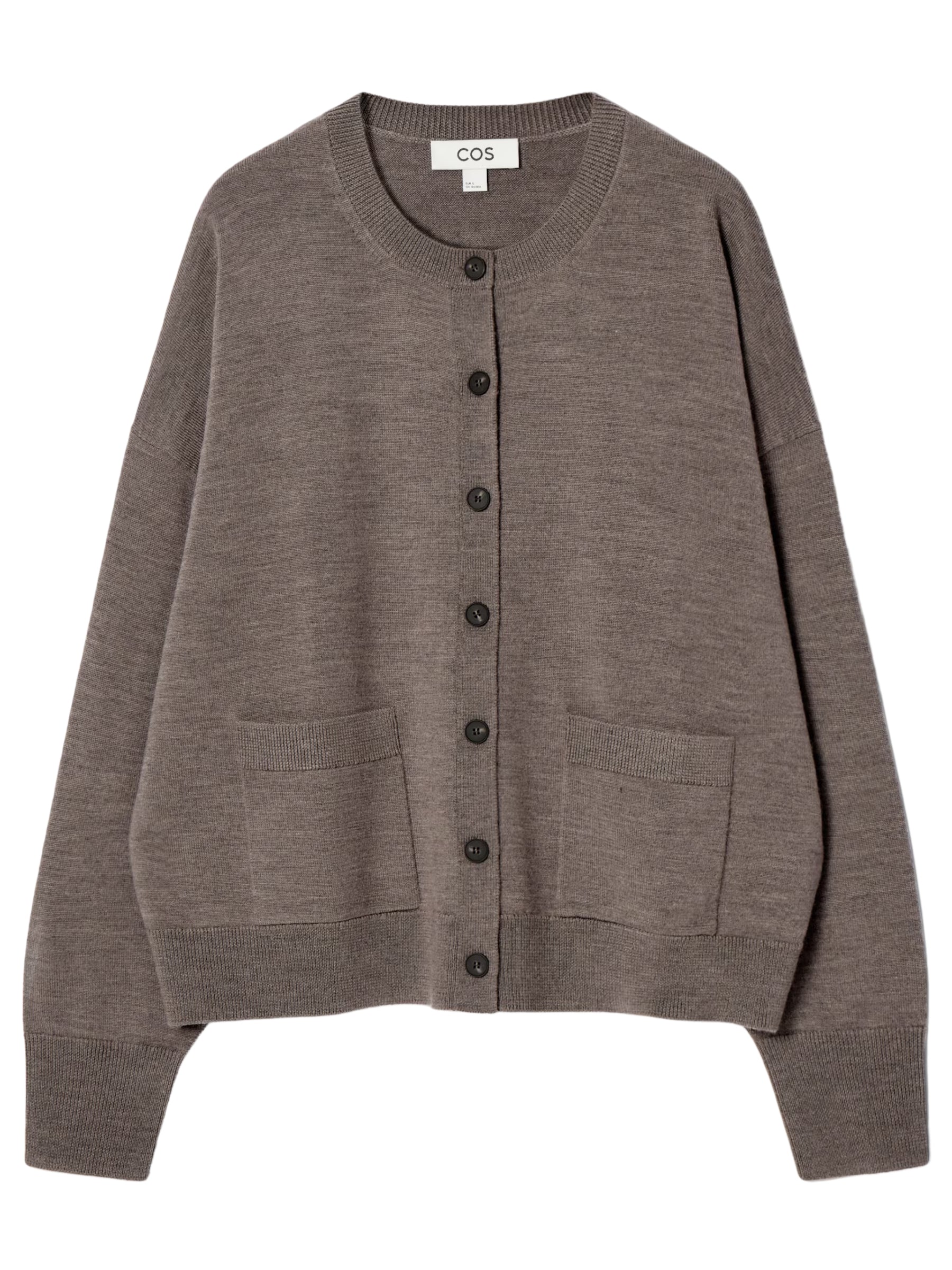 Merino Wool Crew-Neck Cardigan in Brown COS – The UNDONE