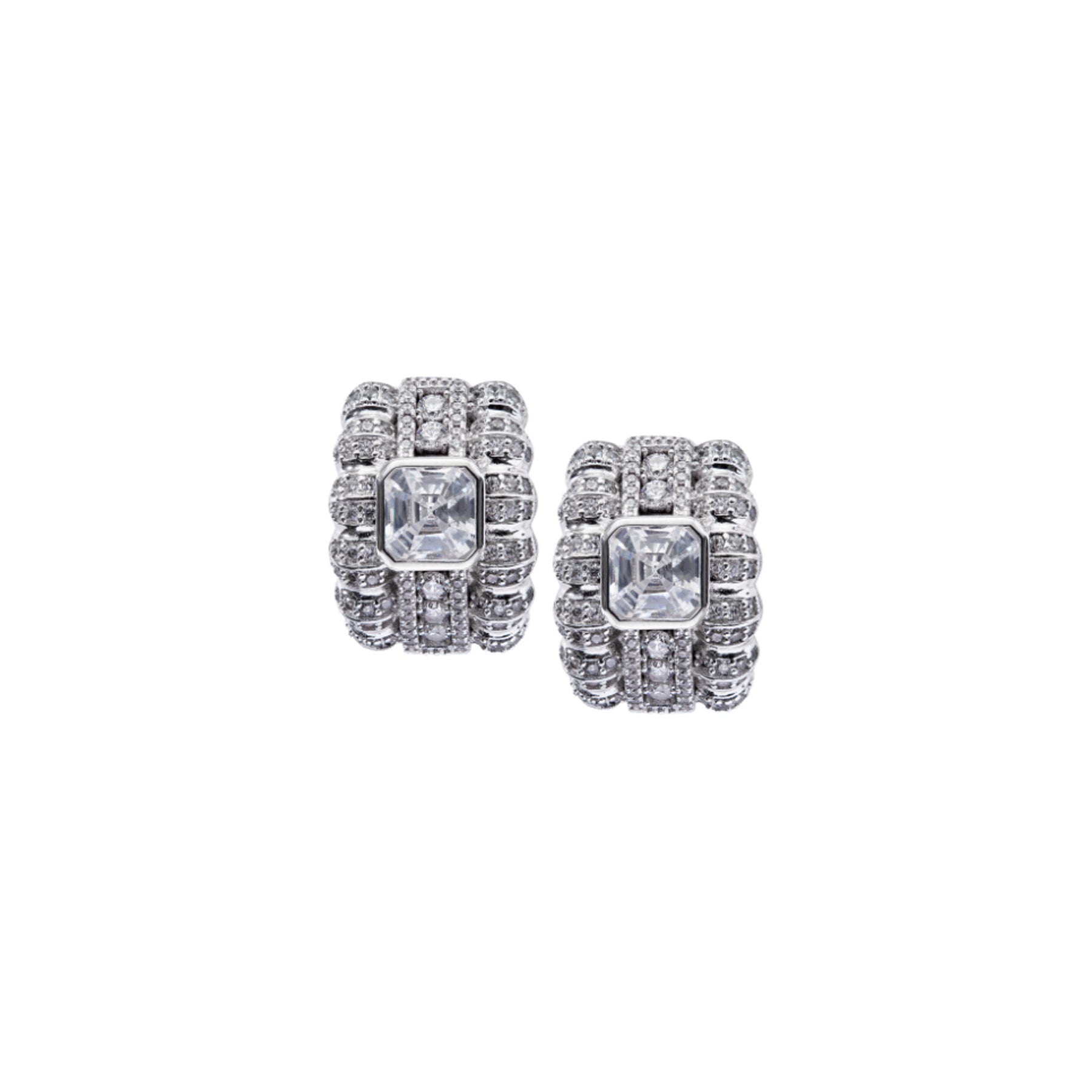 Dorsey | Crawford Asscher Cut Earrings in Silver | The UNDONE