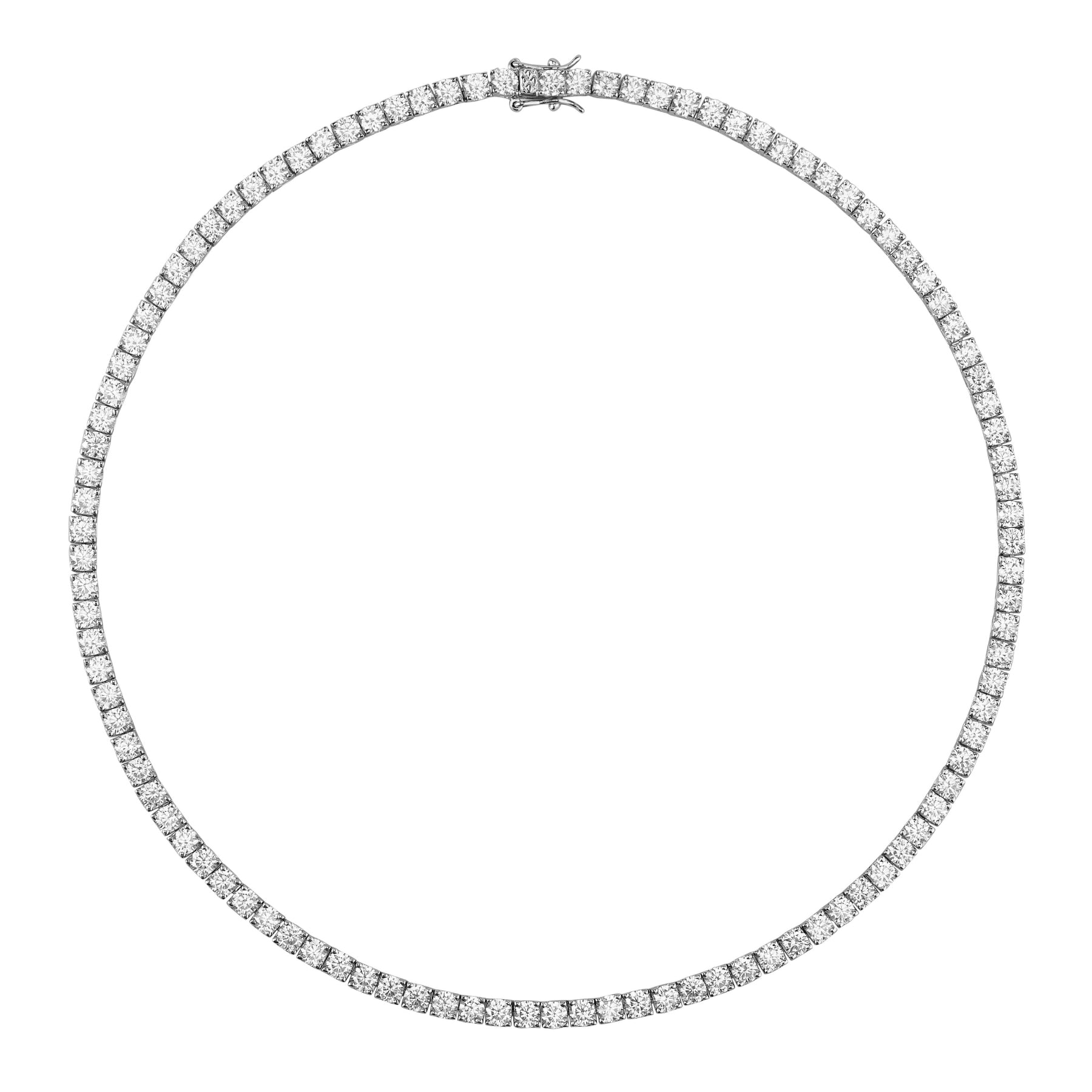 Dorsey | Kate Round Cut, Silver Tennis Rivière Necklace | The UNDONE