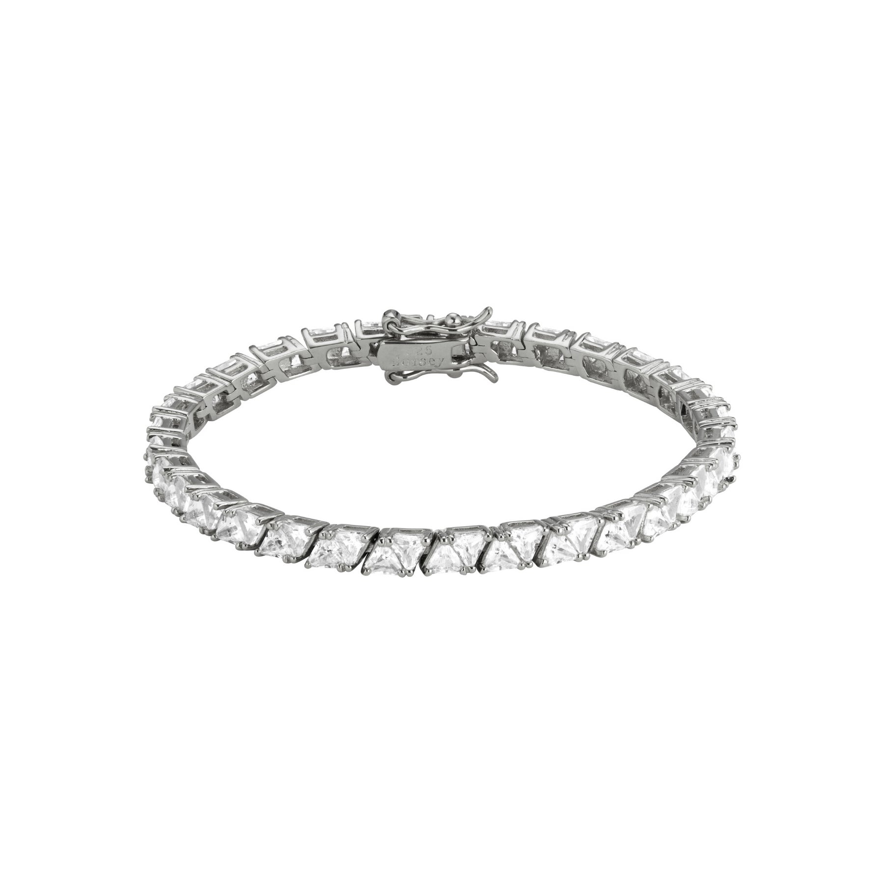 Dorsey | Petite Theodora Double Trillion, Lab White Sapphire Silver Rivière Bracelet | The UNDONE