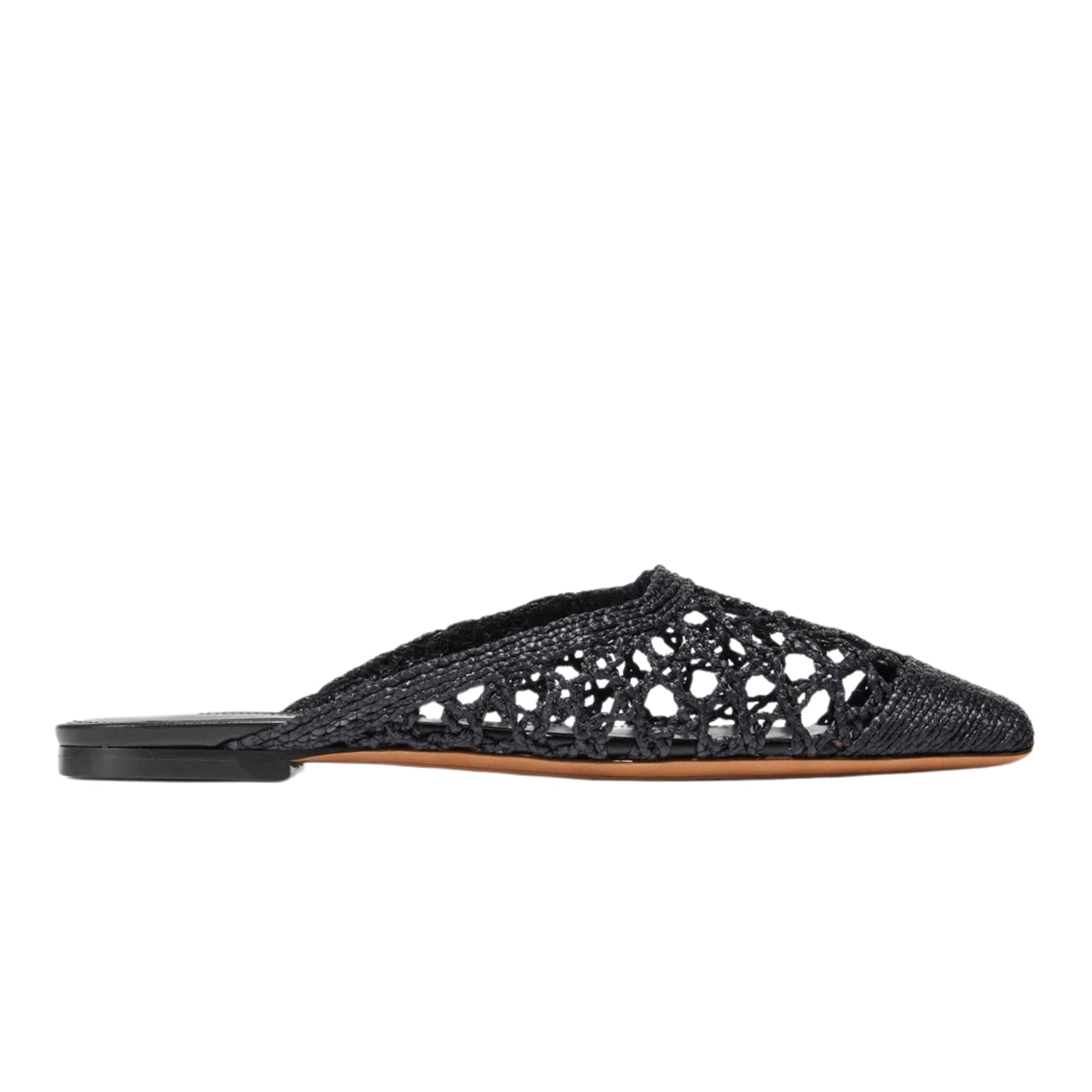 Emme Parsons Flat Mule in Black Raffia | TheUNDONE