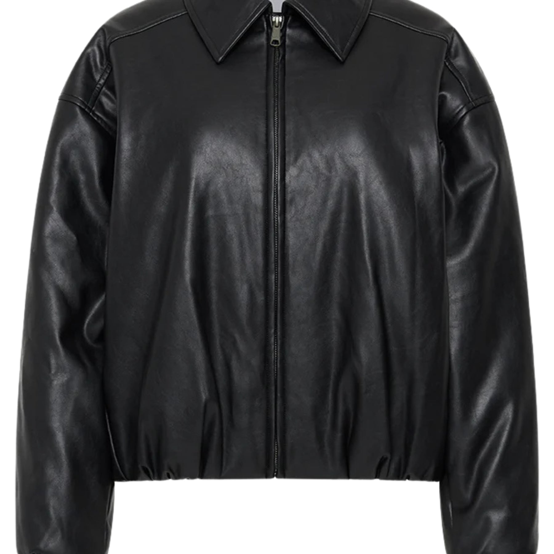 Henne Iliad Vegan Leather Black Bomber Jacket | TheUNDONE