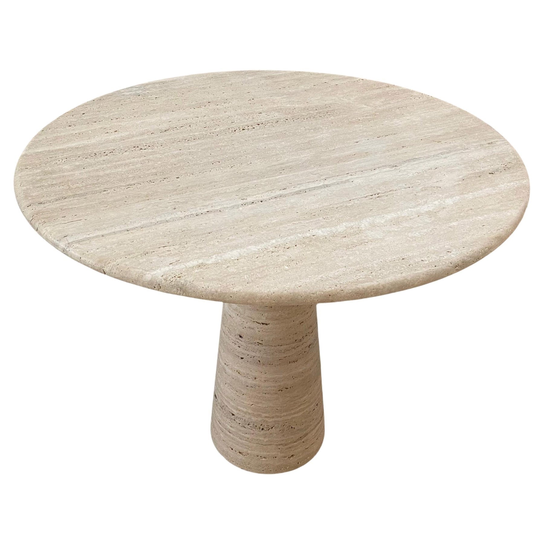 Bespoke Round Italian Travertine Dining Table from 1st Dibs | TheUNDONE