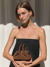Rylan | Mila Mini Tote in Brown Suede | The UNDONE