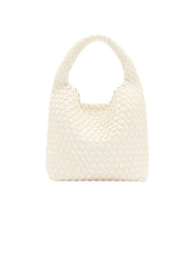 Rylan | Alt-Leather Woven Small Tote in Ivory | The UNDONE