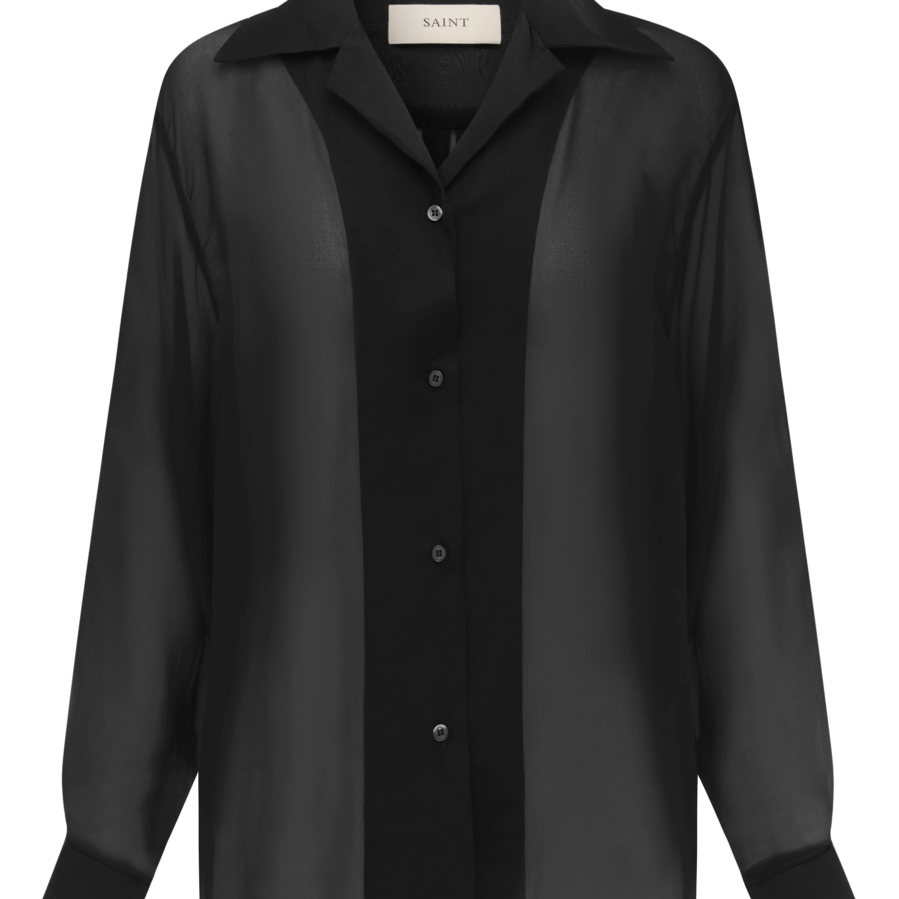 SAINT | Classic Silk Shirt Sheer in Black | The UNDONE