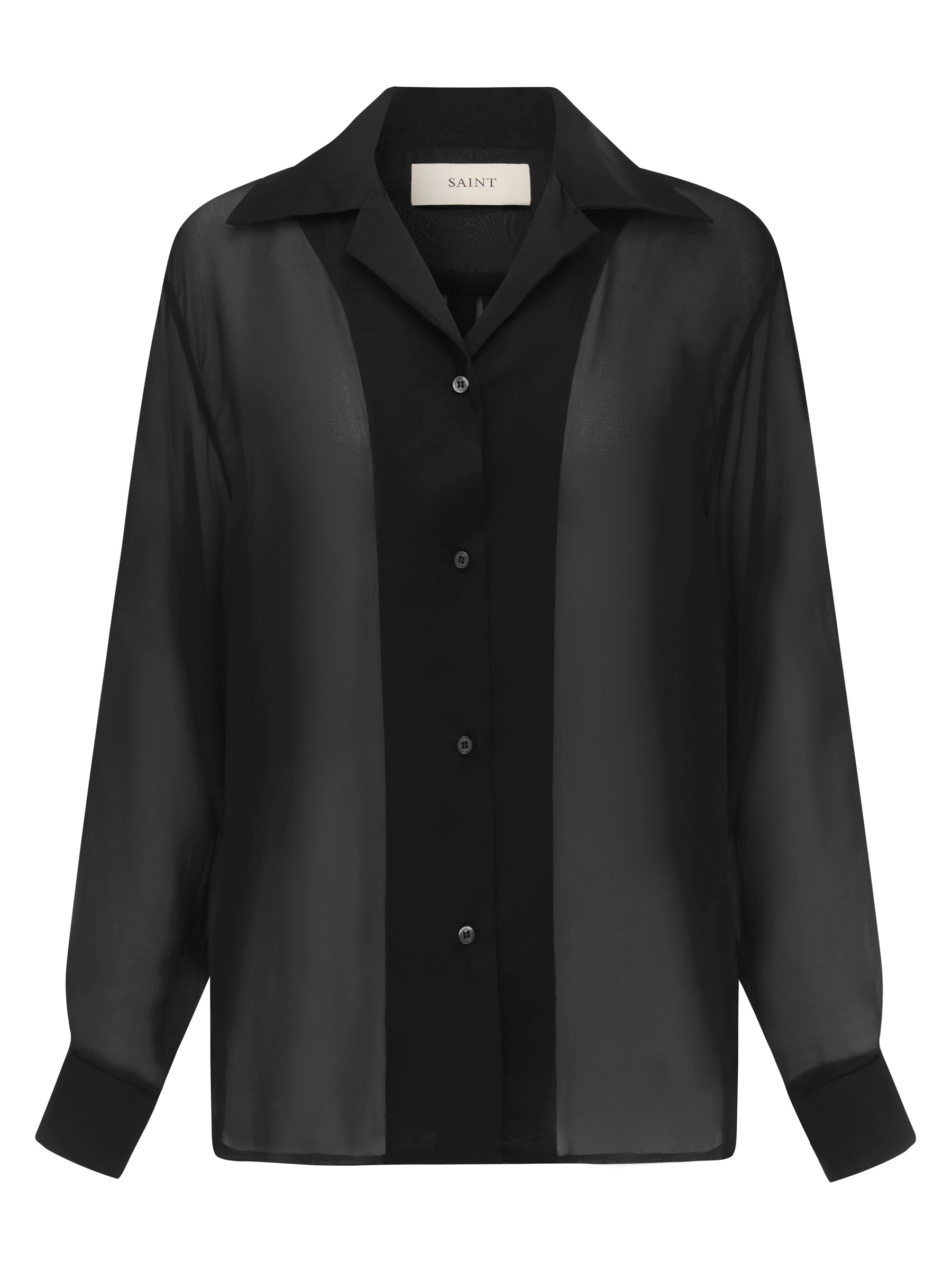 SAINT | Classic Silk Shirt Sheer in Black | The UNDONE