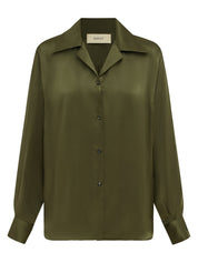 SAINT | Classic Silk Shirt in Olive | The UNDONE