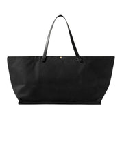 The Row | Idaho XL Leather-Trimmed Cotton-Twill Tote in Black | The UNDONE