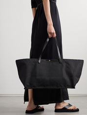 The Row | Idaho XL Leather-Trimmed Cotton-Twill Tote in Black | The UNDONE