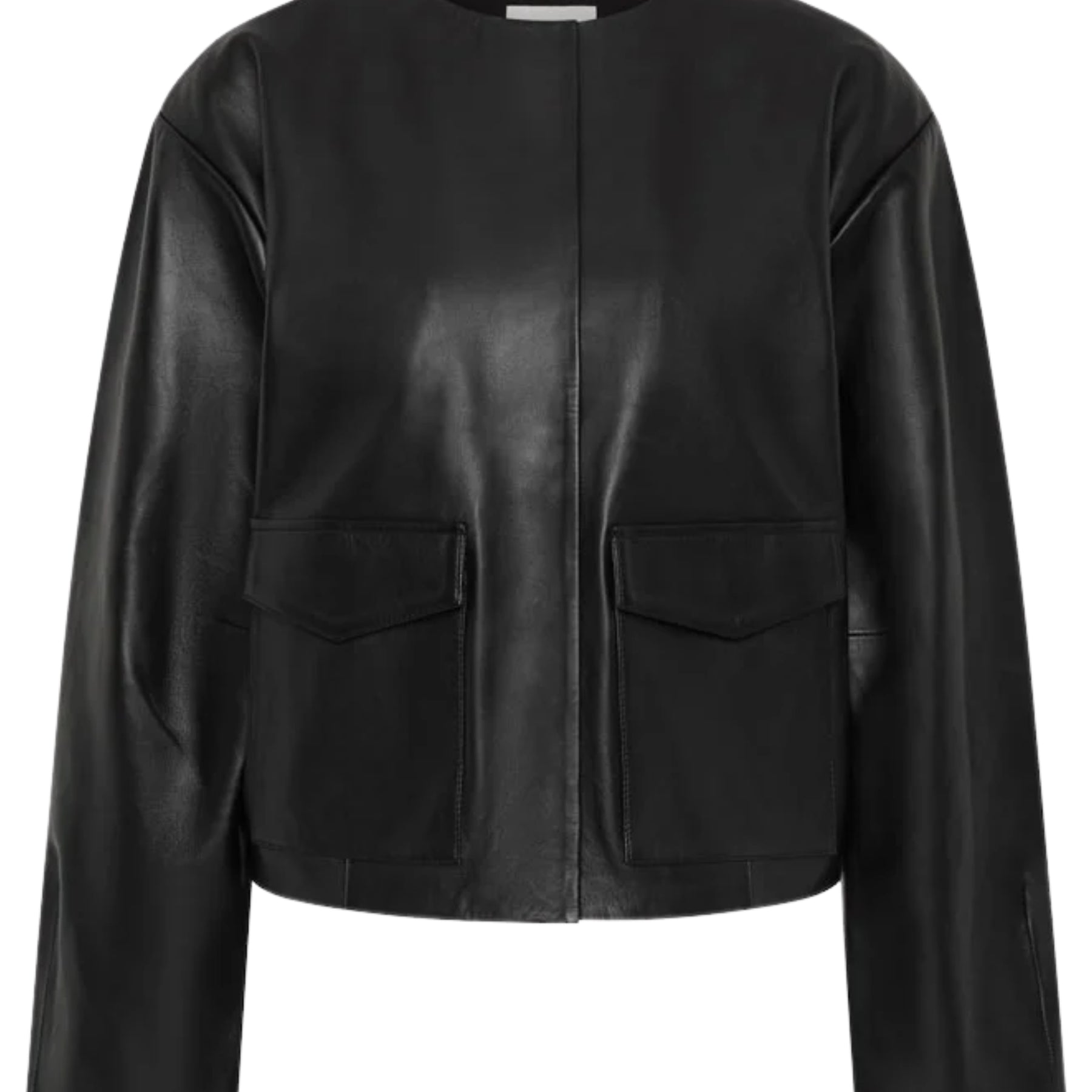 St. Agni Utility Cocoon Leather Bomber in Black
