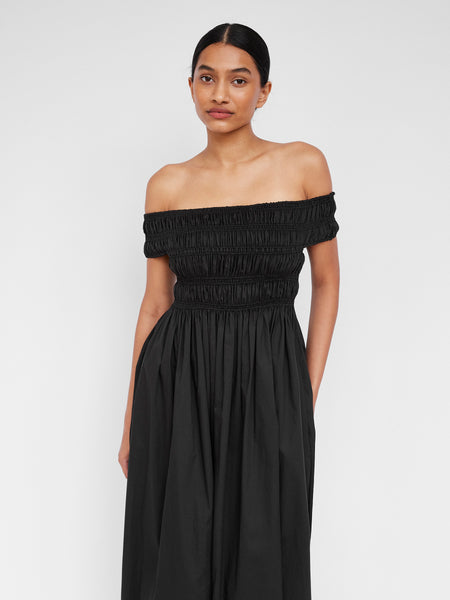 Shirred off deals shoulder dress