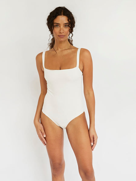 White square neck swimsuit sale