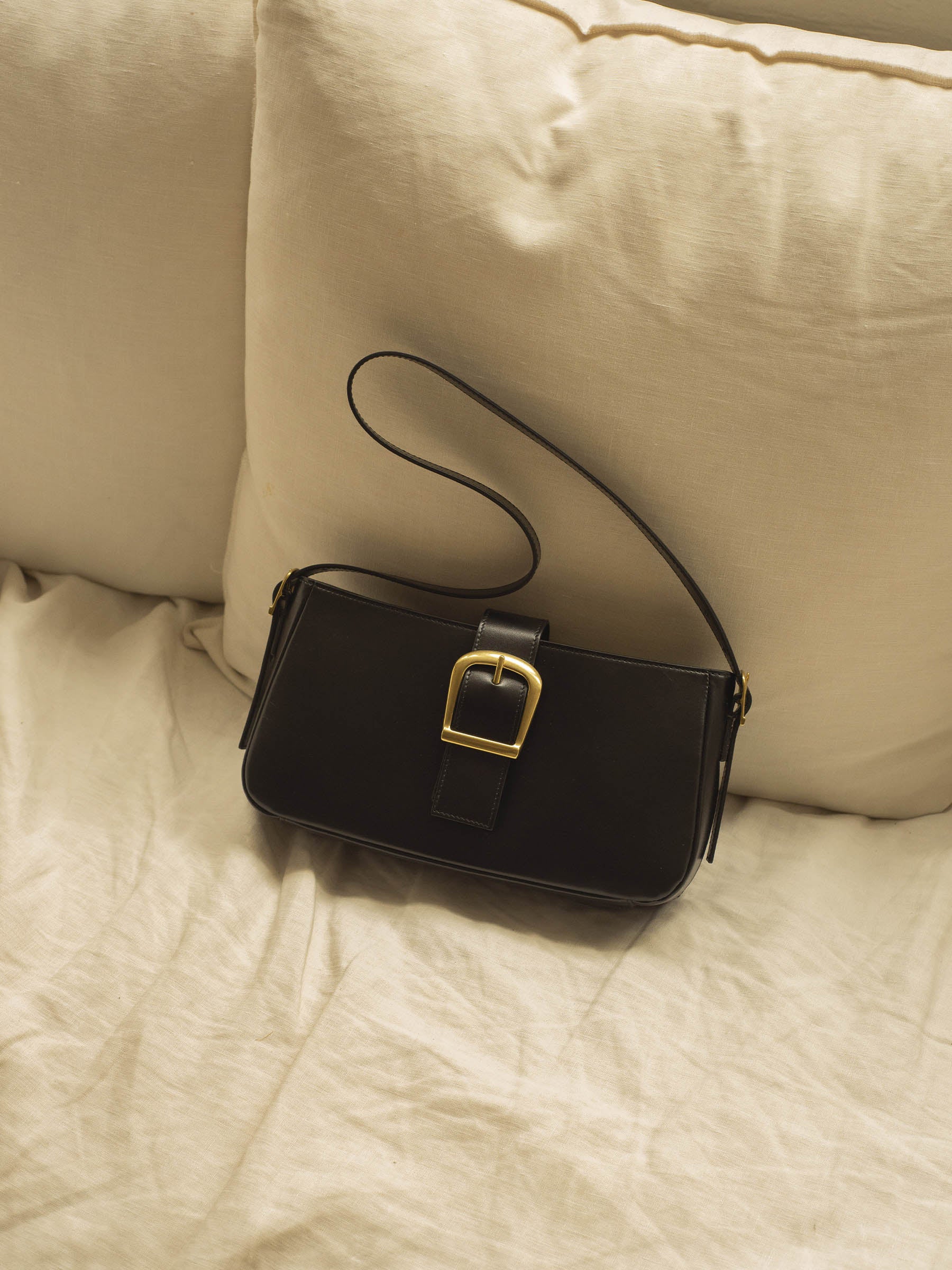 Rylan | Black Soft Baguette Bag | The UNDONE