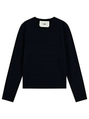 440ME Wool High VNeck in black 