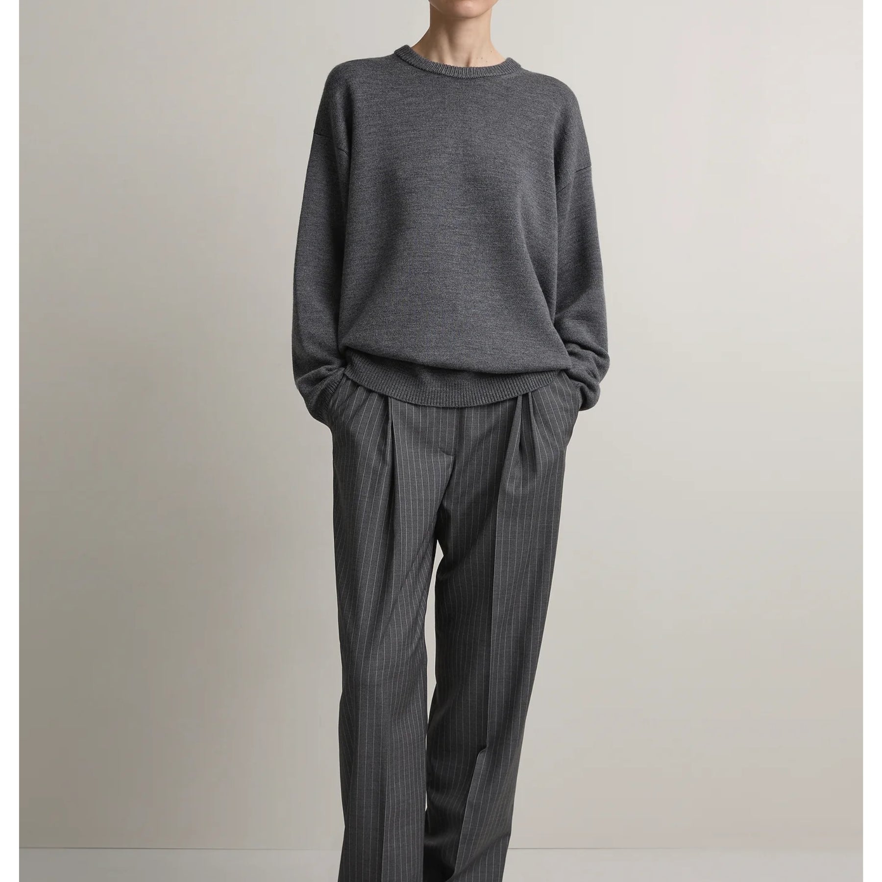 A.Emery | Reid Crew Knit in Mid Grey Melange | The UNDONE