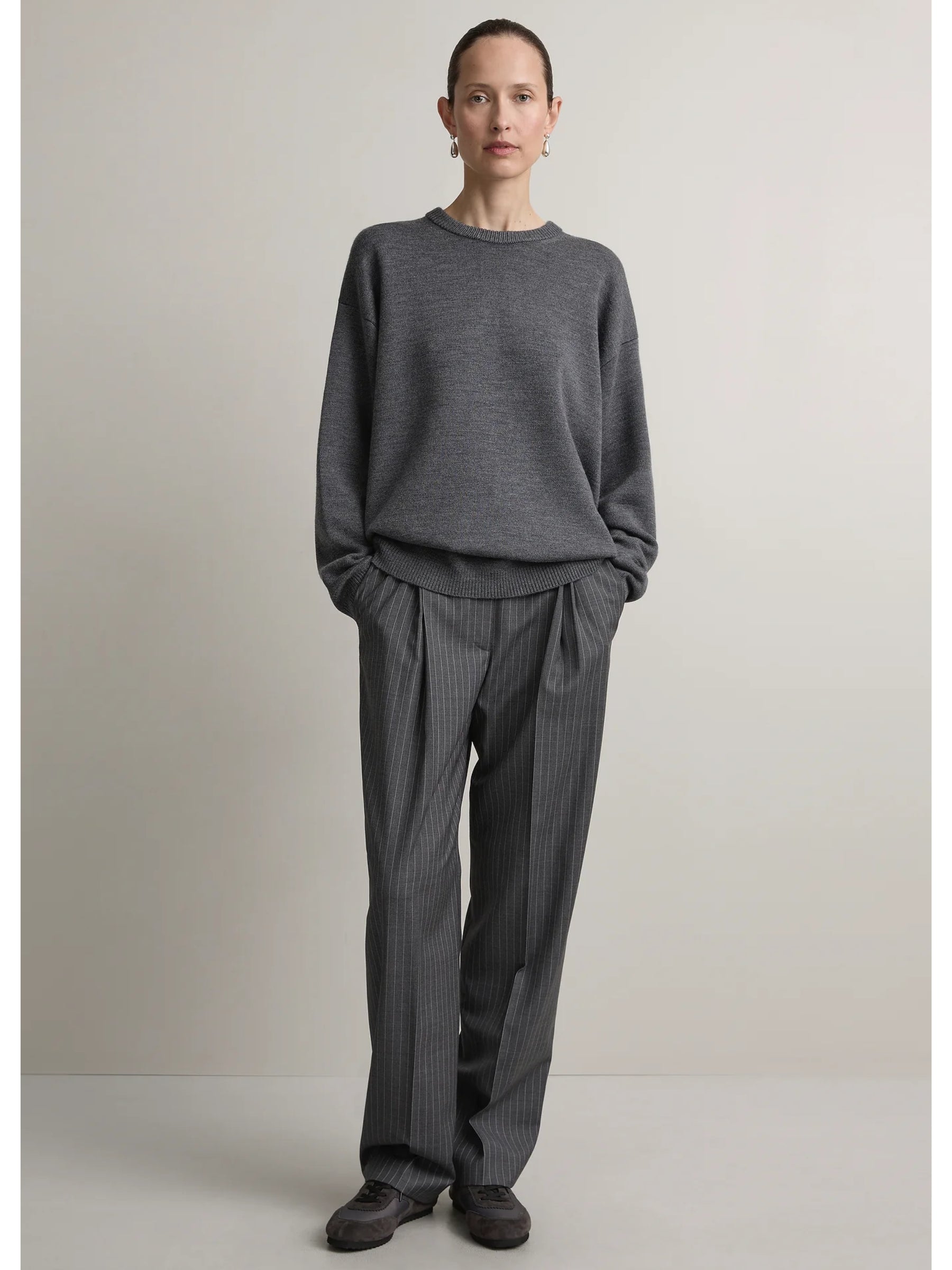 A.Emery | Reid Crew Knit in Mid Grey Melange | The UNDONE