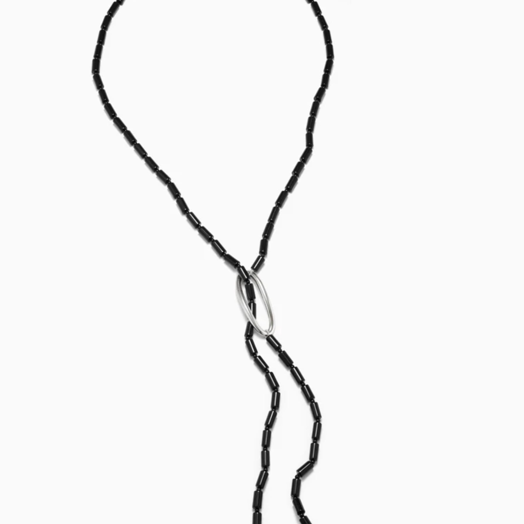 Agmes Annaya Lariat Necklace in Black Onyx